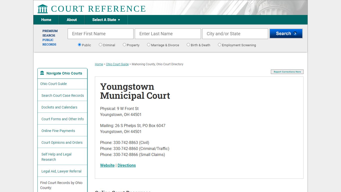 Youngstown Municipal Court - Courtreference.com