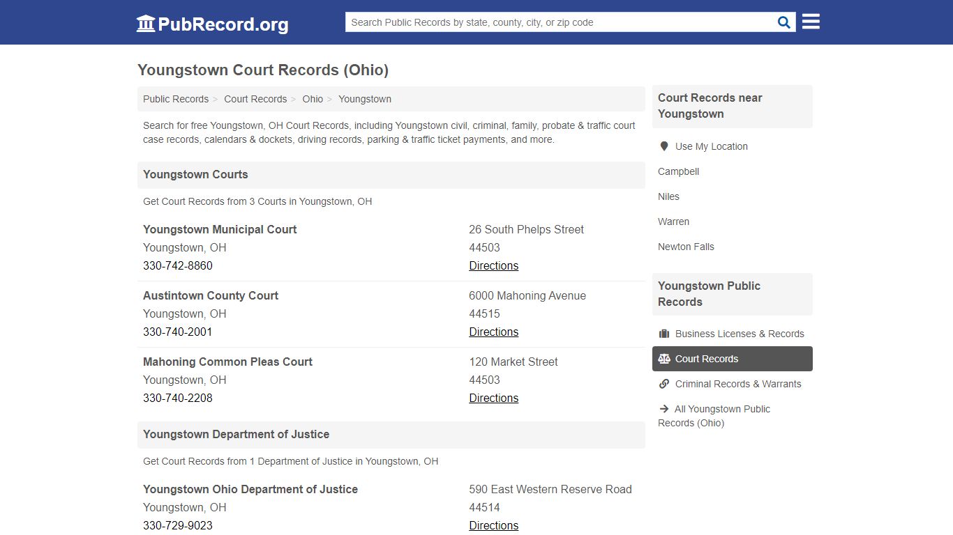 Free Youngstown Court Records (Ohio Court Records)
