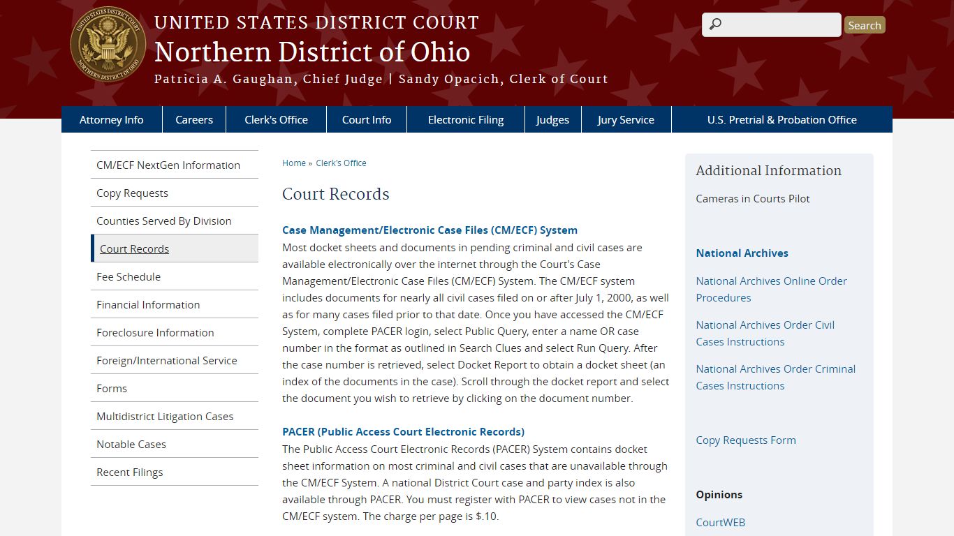 Court Records | Northern District of Ohio | United States ...